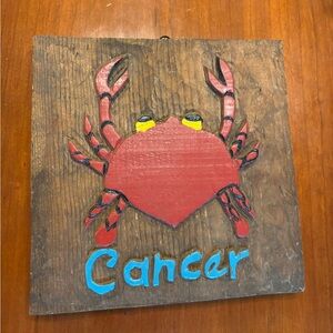 Wooden Cancer Zodiac Sign Wall Art 8” x 8”